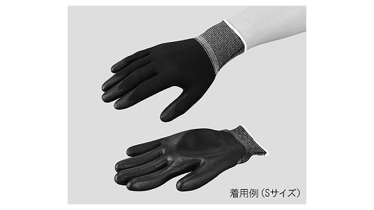 黒色ＰＵ手袋オーバーロック手の平