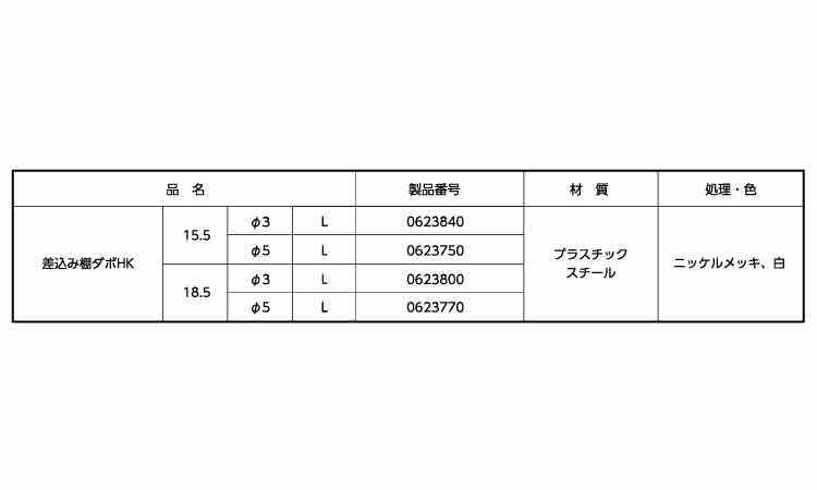 差込み棚ダボＨＫ（Ｌ　ムラコシ製規格