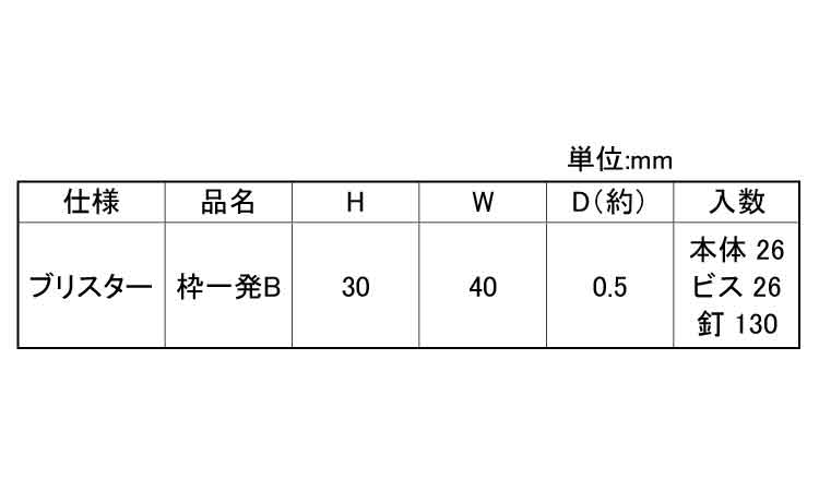 枠一発Ｂ（枠固定金具（ブリスター規格