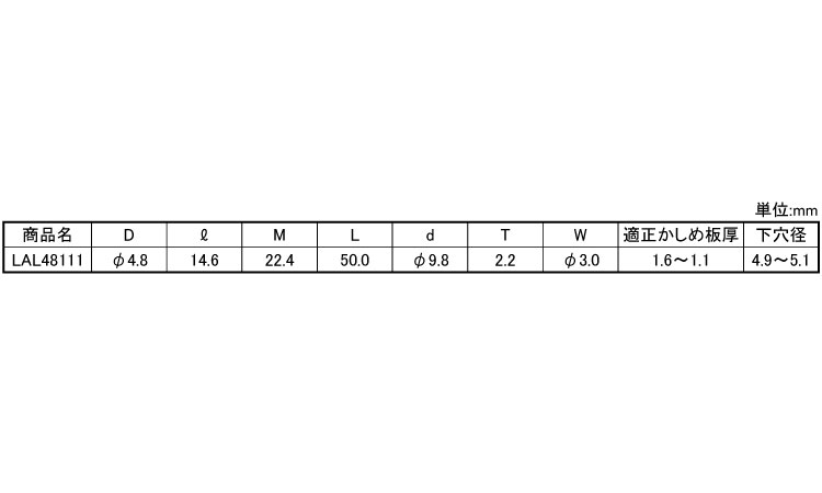 Ｓボルト（インナー（皿頭　ＬＡＬ規格
