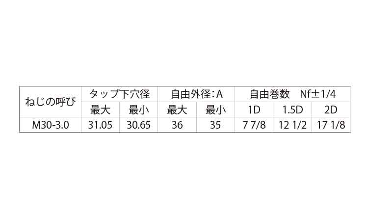 ロックＥサート（細目＝３．０）規格