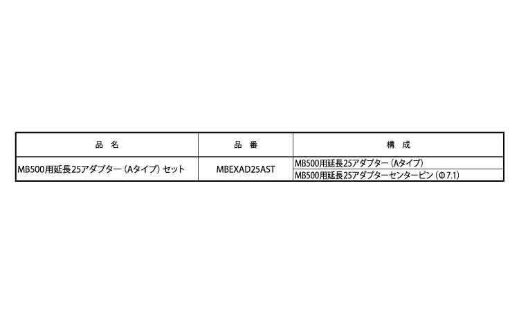 延長２５アダプター（Ａ）セット規格