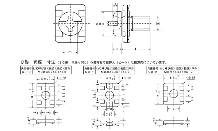 端子ねじ（＋－）ナベ　Ｃ形図面