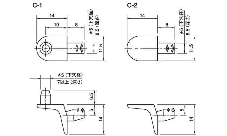 棚受けダボ　ムラコシ製図面