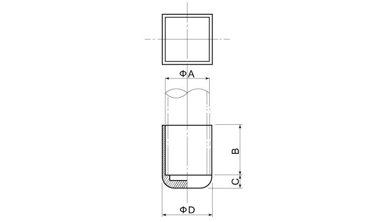 ポリ角キャップ　白　ＣＡ－３図面