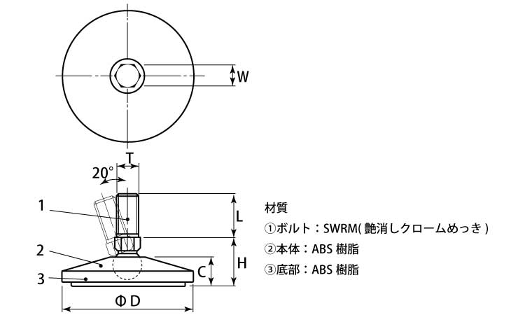 リサイクル首振りアジャスター図面