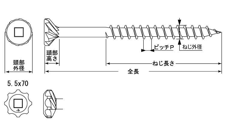 ＪＰＦ　セレーションビス図面