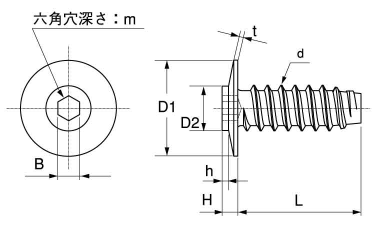 シンヘッドＴＰタッピンＢ０（ＴＨ図面