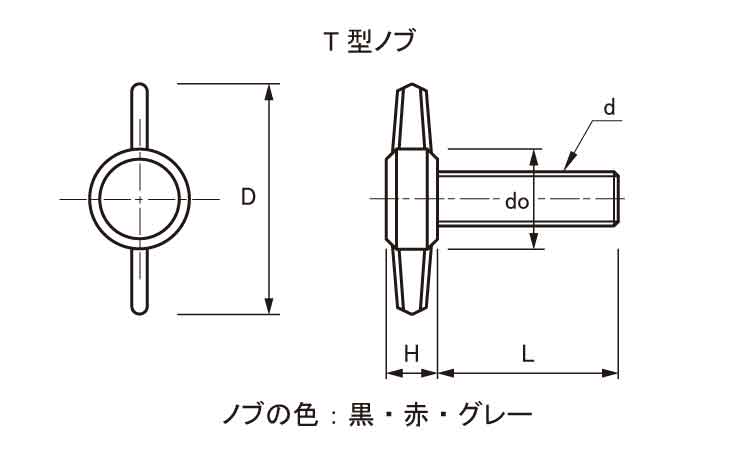 サムスクリュー（Ｔ（黒（全ねじ図面