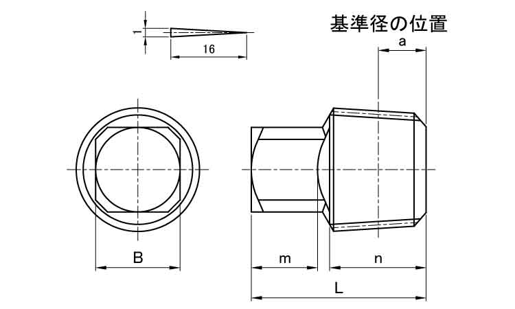 四角フラグ（左ねじ図面