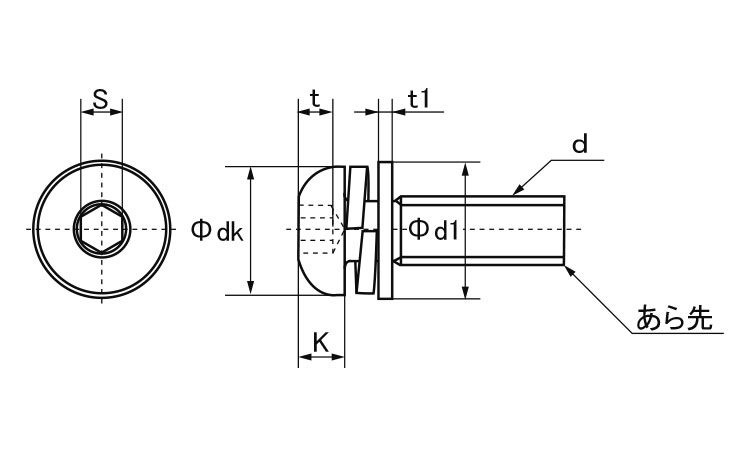 ボタンＣＡＰ　Ｐ＝４（丸小ＳＳＳ図面