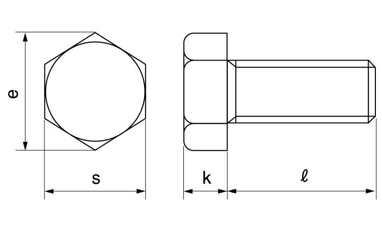 六角ボルト（全ねじ（その他細目図面