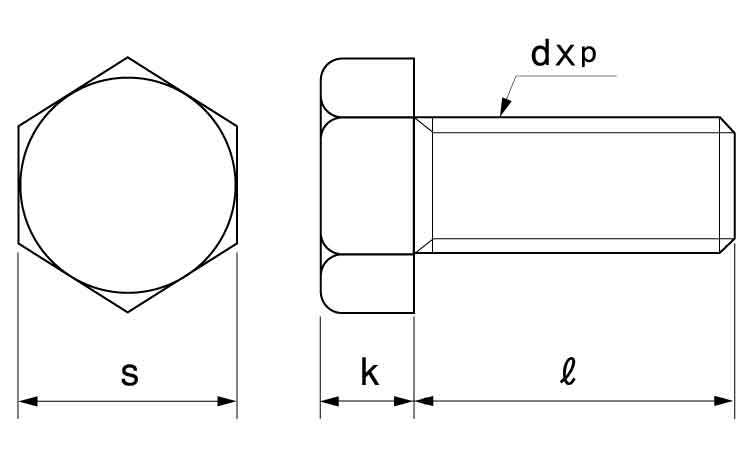 六角ボルト（全ねじ（極細図面