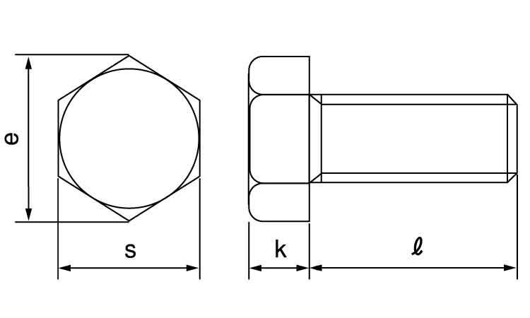 六角ボルト（全ねじ（左ねじ図面