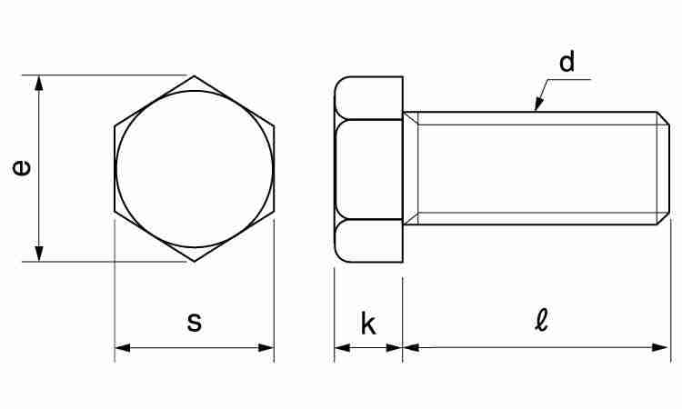 ６．８　六角ボルト（全ねじ図面