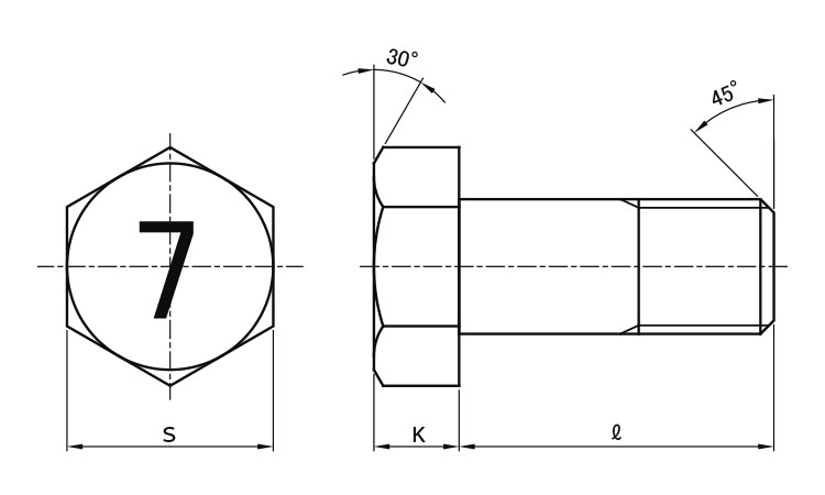 ７マークボルト（小形（半細目ＢＢ図面