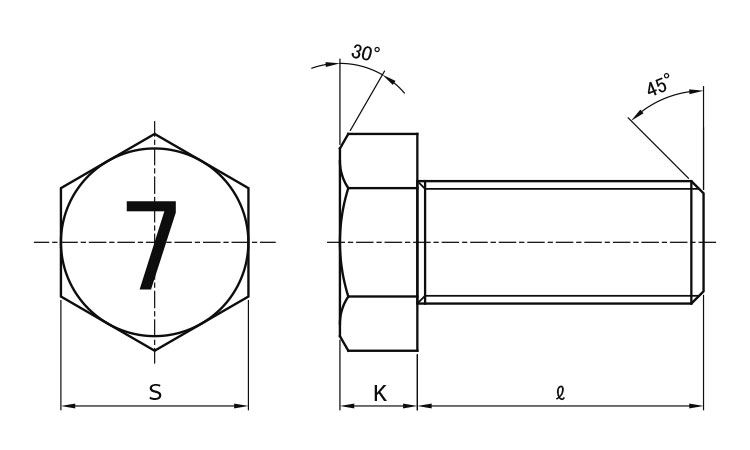 ７マークボルト（小形（全細目ＢＢ図面