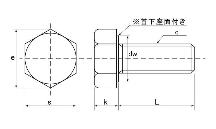 Ａ２－９０　六角ボルト（全ねじ）図面