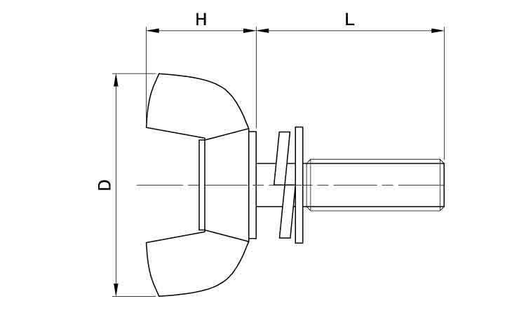 冷間蝶ボルト（Ｈ）Ｐ＝３図面