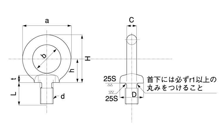 ロングアイボルトウィット足長アイ図面