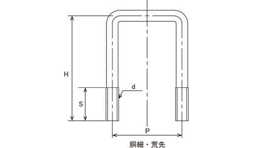 コの字ボルト（□１５０×８０図面