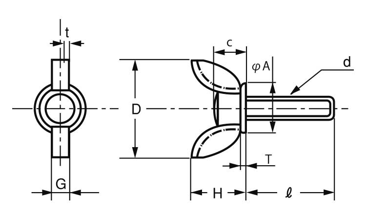 プレス蝶ボルト（ＯＰＧ図面