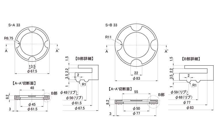後施工用ゴム（アジャストボルト用図面