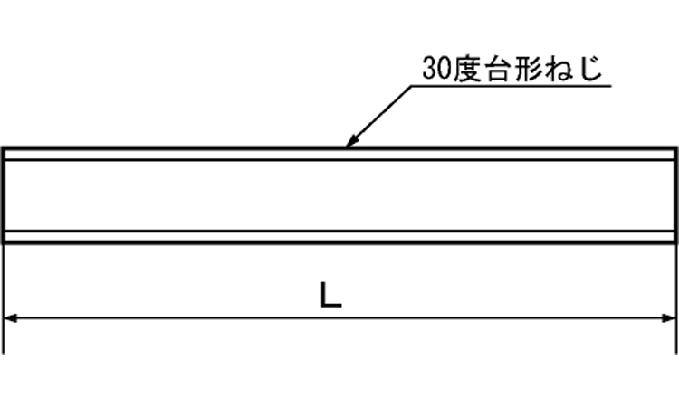 台形ねじ（左ねじ・Ｌ＝２０００）図面