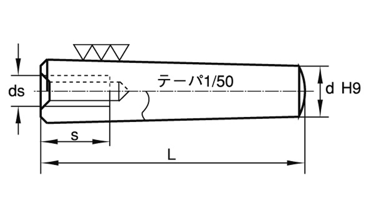 Ｓ４５Ｃ内ねじテーパーピン大喜多図面