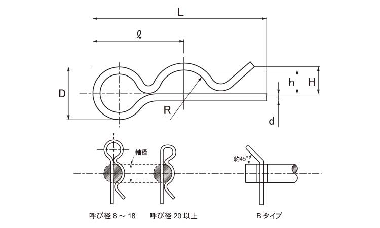 松葉ピン（ＫＳ－Ｂタイプ図面