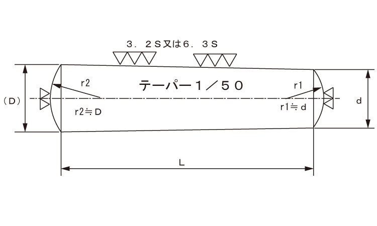 Ｓ４５ＣＱ　テーパーピン（姫野図面