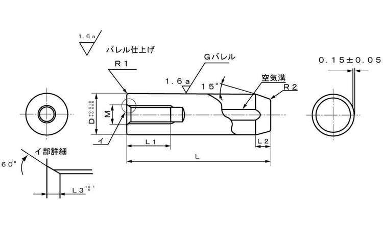 内ねじ付ダウェルピン（ＴＰＭＤＰ図面