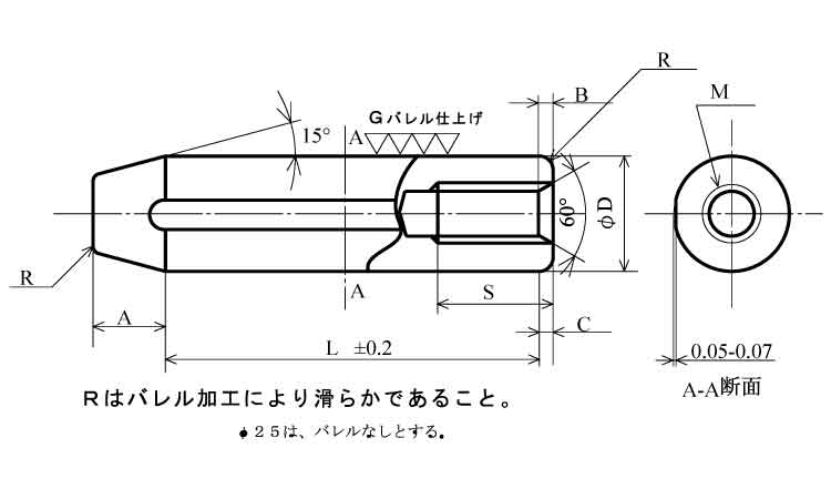 内ねじ付ダウェルピン（ＭＤＰＭ６図面