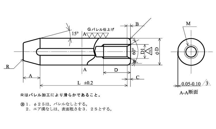内ねじ付ダウェルピン（ＭＤＨＨ７図面