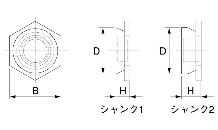 クリンチフラッシュナット（ＦＡＢ図面