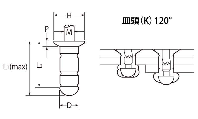 ＴＡＰＫ＊＊ＨＲ（皿アルミー鉄）図面