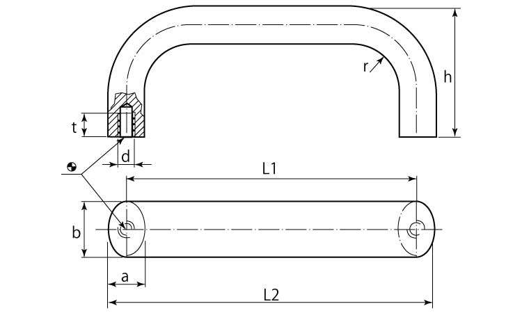 アーチ形グリップ（アルミニウム）図面