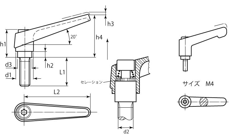 ２４４００オネジ付（シルバー）図面