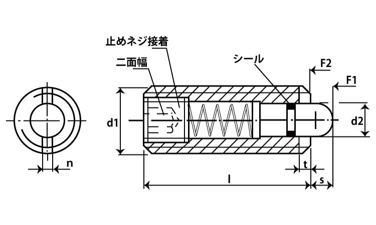 スプリングプランジャ六角穴付標準図面