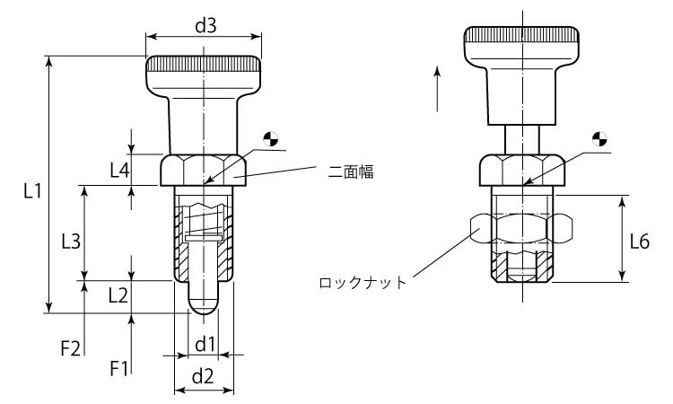 ２２１２０六角カラー付　ノブ付図面