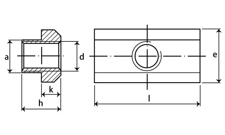Ｔスロット用ナット延長図面