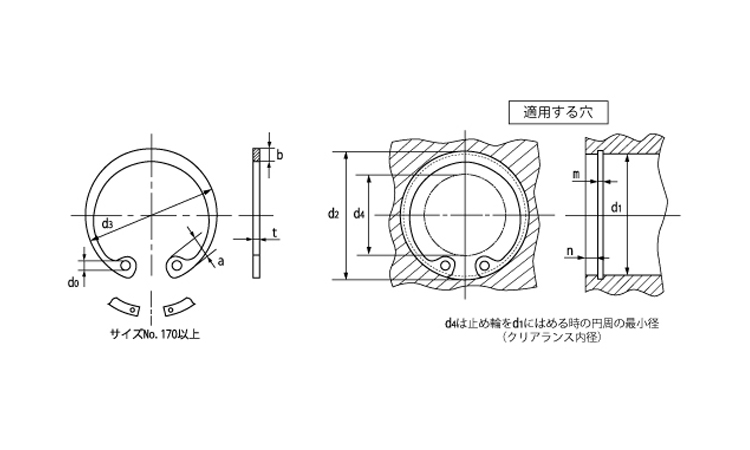 Ｃ形止め輪（穴（オチアイ図面