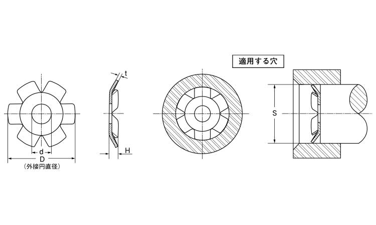 プッシュＮ（穴（オチアイ図面