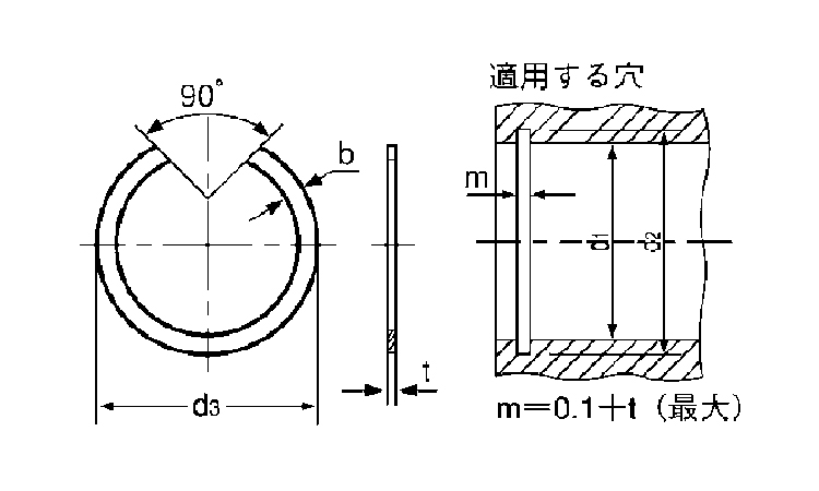同心止め輪（穴用（オチアイ図面