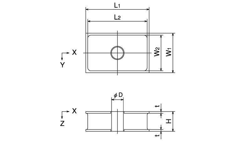 角形防振ゴム（ＲＫ（貫通穴・Ｈ形図面