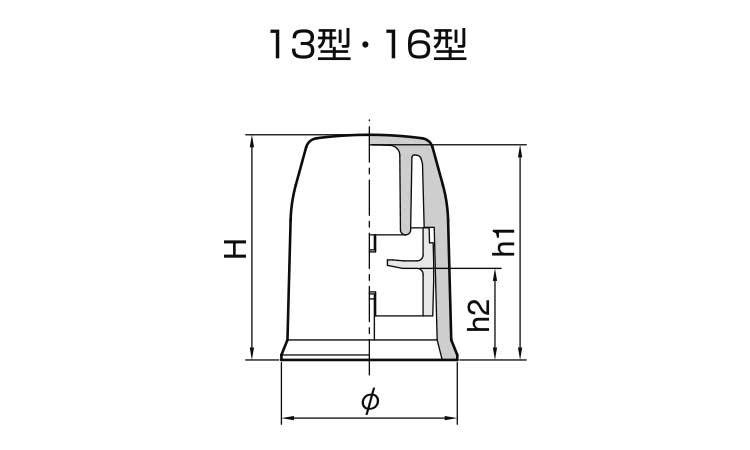ボルト用保護カバーシングルＮ黄色図面
