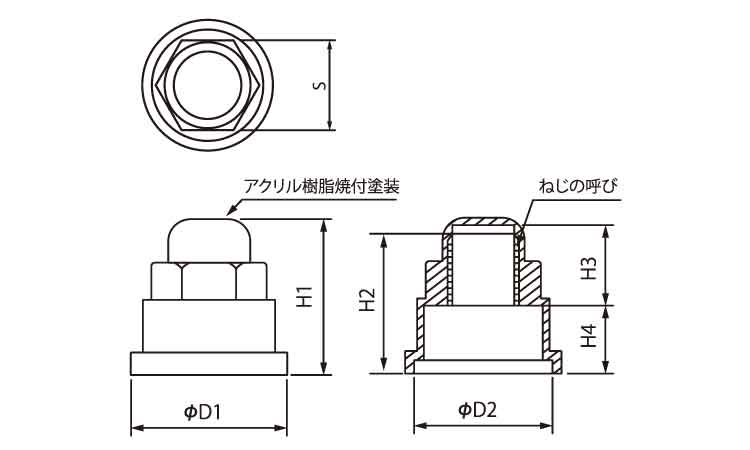 ジンクハット（ダブルナット用図面