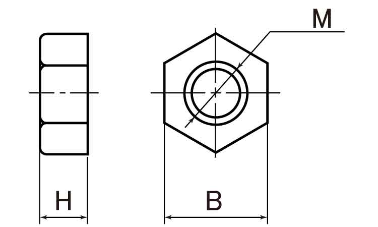 ＰＴＦＥ　六角ナット図面