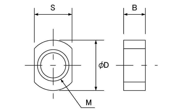 ＰＴＦＥ　二面幅ナット図面