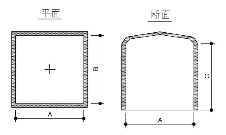 タケネ　角パイプキャップ図面